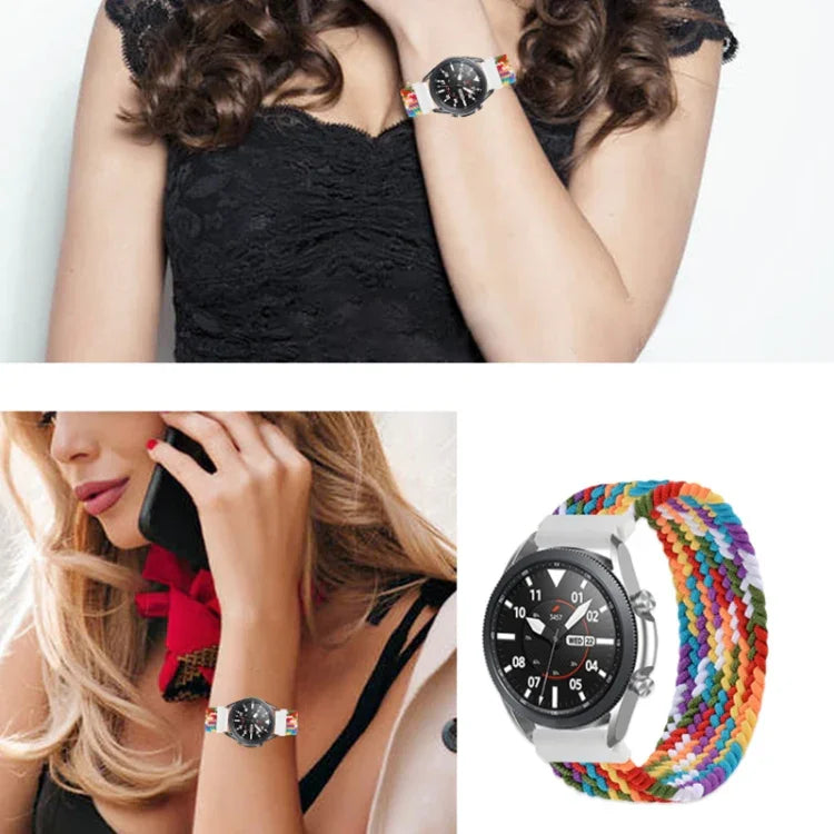 สำหรับ Samsung Galaxy Watch Active / Active2 40 มม. / Active2 44 มม. สายรัดเปลี่ยนไนลอนถักยืดหยุ่น ปรับขนาดได้ ความยาว 165 มม.