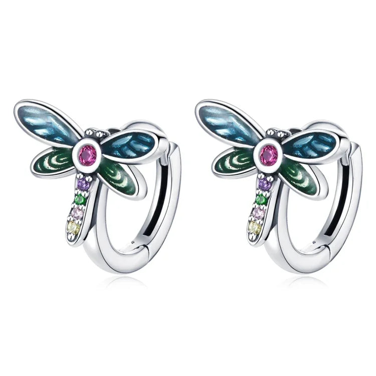 ต่างหูผู้หญิงเงินสเตอร์ลิง S925 ดีไซน์แมลงปอวินเทจ Vintage Dragonfly