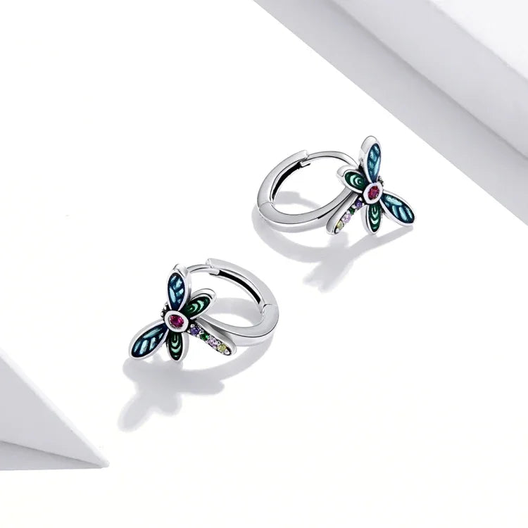 ต่างหูผู้หญิงเงินสเตอร์ลิง S925 ดีไซน์แมลงปอวินเทจ Vintage Dragonfly