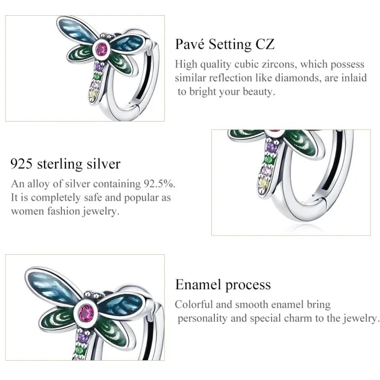 ต่างหูผู้หญิงเงินสเตอร์ลิง S925 ดีไซน์แมลงปอวินเทจ Vintage Dragonfly