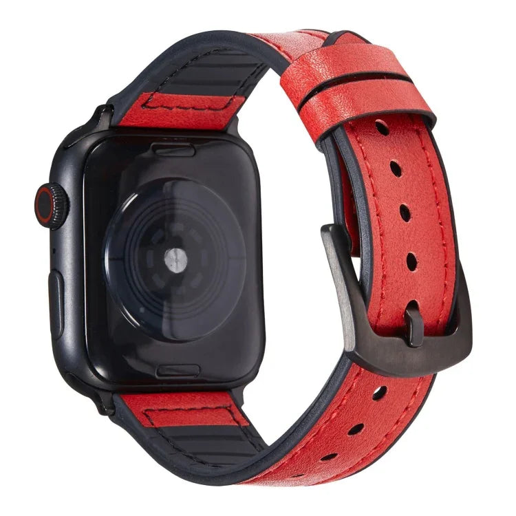 สายรัดนาฬิกาหนังลายม้าบ้า สำหรับ Apple Watch Series, 7 45mm / 6 & SE & 5 & 4 44mm / 3 & 2 & 1 42mm, 7 41mm / 6 & SE & 5 & 4 40mm / 3 & 2 & 1 38mm