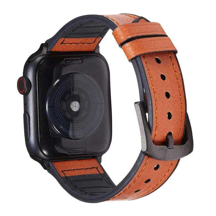 สายรัดนาฬิกาหนังลายม้าบ้า สำหรับ Apple Watch Series, 7 45mm / 6 & SE & 5 & 4 44mm / 3 & 2 & 1 42mm, 7 41mm / 6 & SE & 5 & 4 40mm / 3 & 2 & 1 38mm