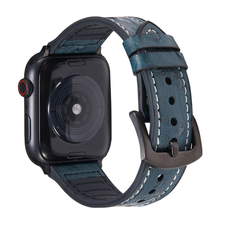 Ostrich Texture Leather Replacement Watchbands For Apple Watch Series, 7 45mm / 6 & SE & 5 & 4 44mm / 3 & 2 & 1 42mm