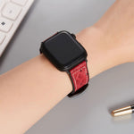 Ostrich Texture Leather Replacement Watchbands For Apple Watch Series, 7 45mm / 6 & SE & 5 & 4 44mm / 3 & 2 & 1 42mm