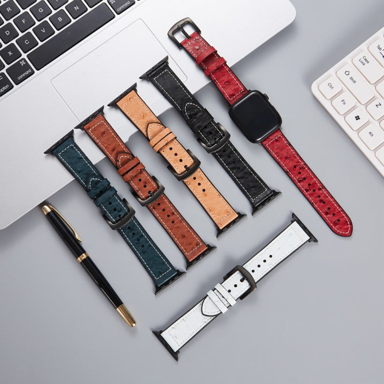 Ostrich Texture Leather Replacement Watchbands For Apple Watch Series, 7 45mm / 6 & SE & 5 & 4 44mm / 3 & 2 & 1 42mm