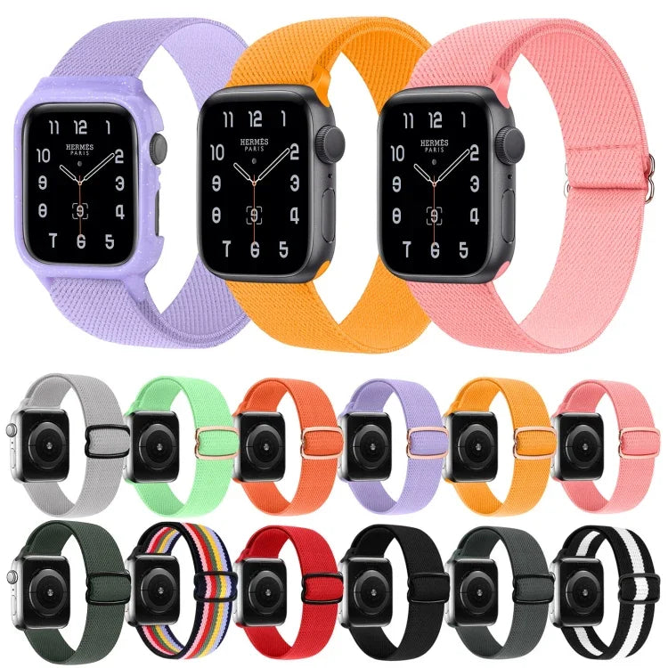 สายรัดนาฬิกาไนลอนหัวเข็มขัดรูปเลข 8 สำหรับ Apple Watch Series 9&8&7 41mm / SE 3&SE 2&6&SE&5&4 40mm / 3&2&1 38mm, สำหรับ Apple Watch Series 7 45mm / & 6 & SE & 5 & 4 44mm