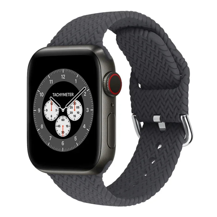 สายรัดนาฬิกาซิลิโคนถักพร้อมหัวเข็มขัด สำหรับ Apple Watch Series, 7 45mm / 6 & SE & 5 & 4 44mm / 3 & 2 & 1 42mm, 7 41mm / 6 & SE & 5 & 4 40mm / 3 & 2 & 1 38mm