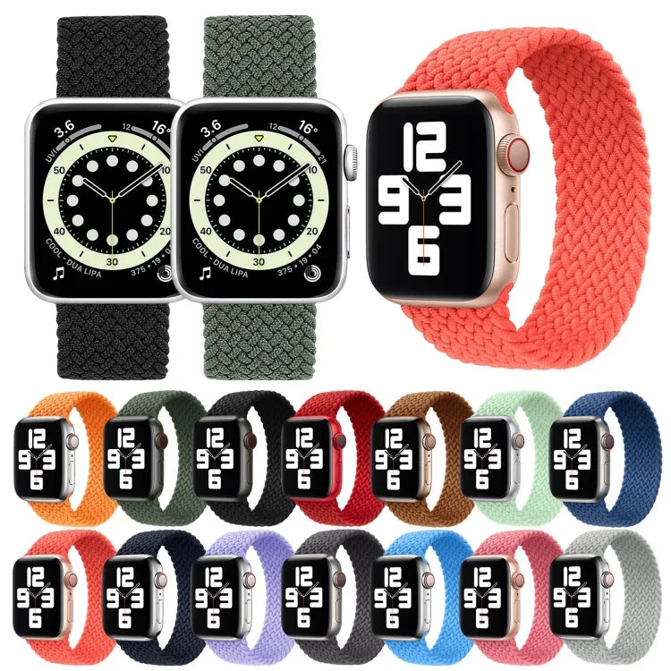 สายรัดนาฬิกาไนลอนถักหัวโลหะสีพื้น สำหรับ Apple Watch Series 6 & SE & 5 & 4 40mm / 3 & 2 & 1 38mm, L 155mm