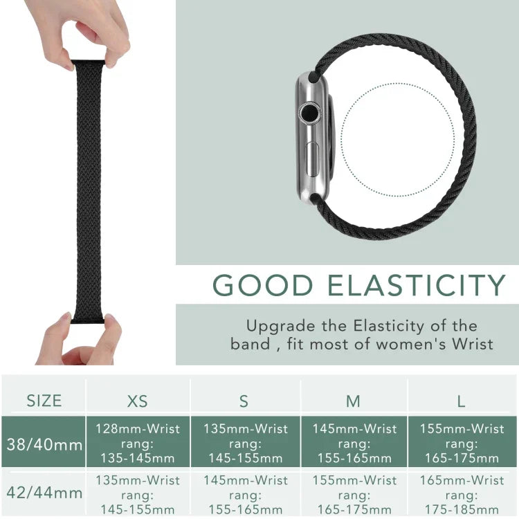 สายรัดนาฬิกาไนลอนถักหัวโลหะสีพื้น สำหรับ Apple Watch Series 6 & SE & 5 & 4 44mm / 3 & 2 & 1 42mm, L 165mm