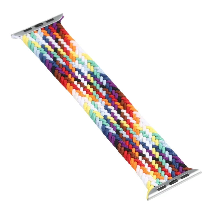 Rainbow Braided Single Loop Replacement Watchbands, Size: S 130mm For Apple Watch Series 6 & SE & 5 & 4 40mm / 3 & 2 & 1 38mm, S 130mm 40mm / 38mm