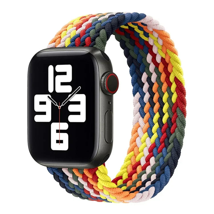 สายรัดนาฬิกาถักสีรุ้งแบบห่วงเดี่ยว ขนาด: L 155mm สำหรับ Apple Watch Series 6 & SE & 5 & 4 40mm / 3 & 2 & 1 38mm, L 155mm 40mm / 38mm