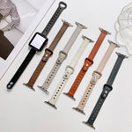 สายรัดนาฬิกาหนังแท้หัวเข็มขัดสองหมุด สำหรับ Apple Watch Series, 7 45mm / 6 & SE & 5 & 4 44mm / 3 & 2 & 1 42mm, 7 41mm / 6 & SE & 5 & 4 40mm / 3 & 2 & 1 38mm