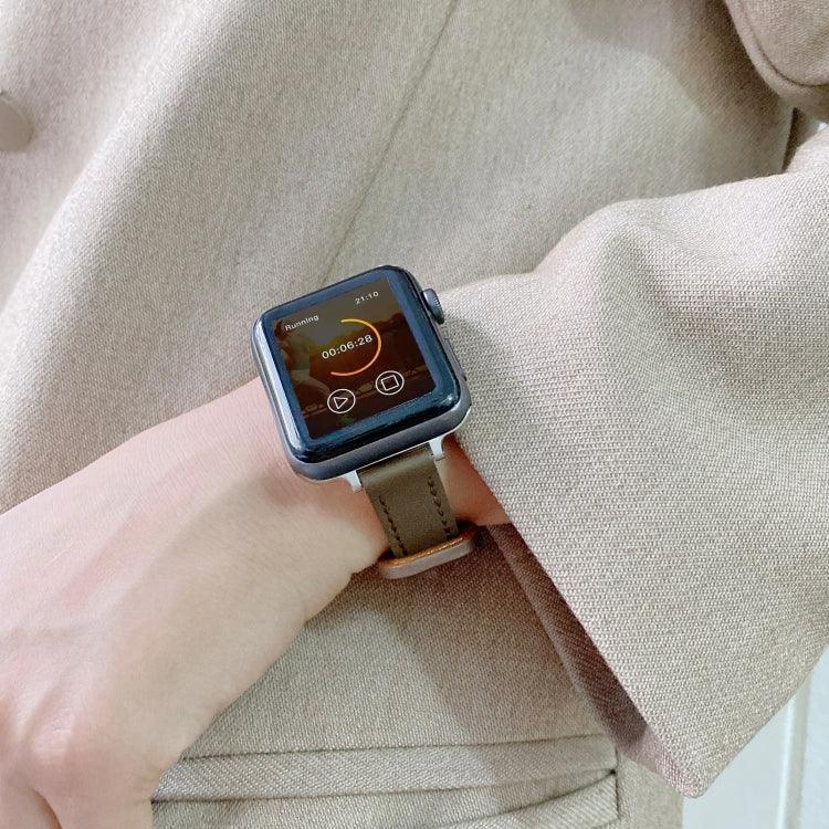 สายรัดนาฬิกาหนังแท้หัวเข็มขัดสองหมุด สำหรับ Apple Watch Series, 7 45mm / 6 & SE & 5 & 4 44mm / 3 & 2 & 1 42mm, 7 41mm / 6 & SE & 5 & 4 40mm / 3 & 2 & 1 38mm
