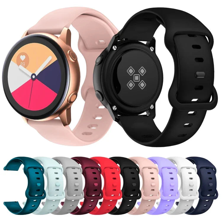 สายรัดเปลี่ยนซิลิโคนหัวเข็มขัดแบบผีเสื้อ ขนาด 20 มม. สำหรับ Samsung Galaxy Watch Active 3 41 มม., ขนาด 22 มม. สำหรับ Samsung Galaxy Watch Active 3 45 มม.
