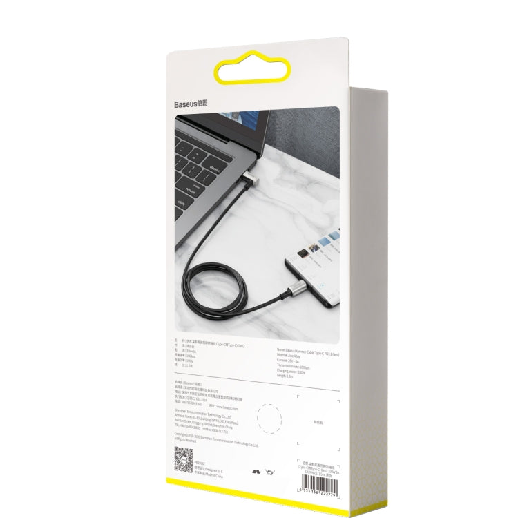 สายเคเบิล Baseus CATPN-01 100W 5A PD3.1 Gen2 USB-C / Type-C ถึง USB-C / Type-C HD สำหรับแสดงผลหน้าจอแบบ Coaxial Hammer ความยาวสาย: 1.5m