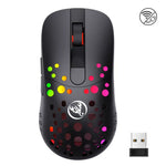 เมาส์สายและไร้สายโหมดคู่ HXSJ T100 10000 DPI RGB กำหนดมาโคร