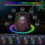เมาส์สายและไร้สายโหมดคู่ HXSJ T100 10000 DPI RGB กำหนดมาโคร