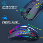 เมาส์สายและไร้สายโหมดคู่ HXSJ T100 10000 DPI RGB กำหนดมาโคร
