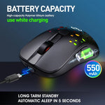 เมาส์สายและไร้สายโหมดคู่ HXSJ T100 10000 DPI RGB กำหนดมาโคร