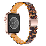 Oval resin replacement strap for Apple Watch, compatible with multiple models and adjustable for comfort.