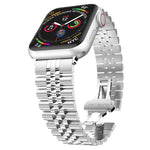 สายรัดนาฬิกาเหล็กสแตนเลสห้าลูกสำหรับ Apple Watch Series, 7 45mm / 6 & SE & 5 & 4 44mm / 3 & 2 & 1 42mm, 7 41mm / 6 & SE & 5 & 4 40mm / 3 & 2 & 1 38mm