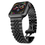 สายรัดนาฬิกาเหล็กสแตนเลสห้าลูกสำหรับ Apple Watch Series, 7 45mm / 6 & SE & 5 & 4 44mm / 3 & 2 & 1 42mm, 7 41mm / 6 & SE & 5 & 4 40mm / 3 & 2 & 1 38mm