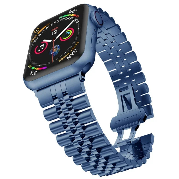 สายรัดนาฬิกาเหล็กสแตนเลสห้าลูกสำหรับ Apple Watch Series, 7 45mm / 6 & SE & 5 & 4 44mm / 3 & 2 & 1 42mm, 7 41mm / 6 & SE & 5 & 4 40mm / 3 & 2 & 1 38mm