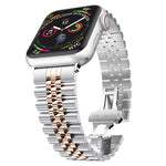 สายรัดนาฬิกาเหล็กสแตนเลสห้าลูกสำหรับ Apple Watch Series, 7 45mm / 6 & SE & 5 & 4 44mm / 3 & 2 & 1 42mm, 7 41mm / 6 & SE & 5 & 4 40mm / 3 & 2 & 1 38mm