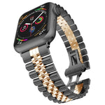 สายรัดนาฬิกาเหล็กสแตนเลสห้าลูกสำหรับ Apple Watch Series, 7 45mm / 6 & SE & 5 & 4 44mm / 3 & 2 & 1 42mm, 7 41mm / 6 & SE & 5 & 4 40mm / 3 & 2 & 1 38mm