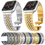 สายรัดนาฬิกาเหล็กสแตนเลสห้าลูกสำหรับ Apple Watch Series, 7 45mm / 6 & SE & 5 & 4 44mm / 3 & 2 & 1 42mm, 7 41mm / 6 & SE & 5 & 4 40mm / 3 & 2 & 1 38mm