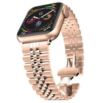 สายรัดนาฬิกาเหล็กสแตนเลสห้าลูกสำหรับ Apple Watch Series, 7 45mm / 6 & SE & 5 & 4 44mm / 3 & 2 & 1 42mm, 7 41mm / 6 & SE & 5 & 4 40mm / 3 & 2 & 1 38mm