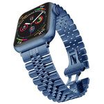 สายรัดนาฬิกาเหล็กสแตนเลสห้าลูกสำหรับ Apple Watch Series, 7 45mm / 6 & SE & 5 & 4 44mm / 3 & 2 & 1 42mm, 7 41mm / 6 & SE & 5 & 4 40mm / 3 & 2 & 1 38mm