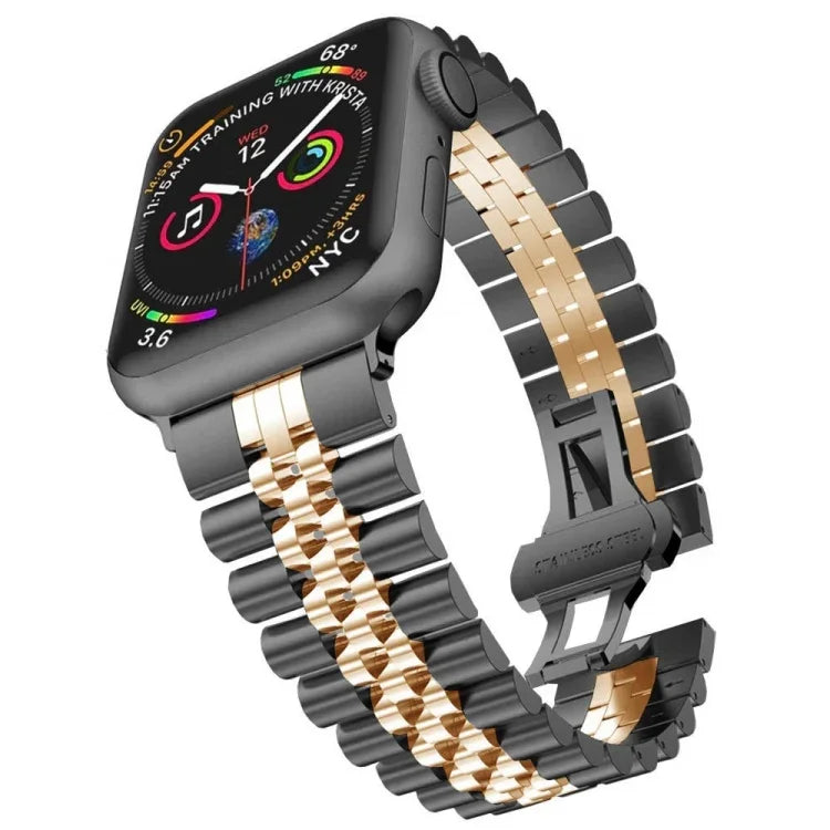 สายรัดนาฬิกาเหล็กสแตนเลสห้าลูกสำหรับ Apple Watch Series, 7 45mm / 6 & SE & 5 & 4 44mm / 3 & 2 & 1 42mm, 7 41mm / 6 & SE & 5 & 4 40mm / 3 & 2 & 1 38mm