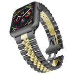 สายรัดนาฬิกาเหล็กสแตนเลสห้าลูกสำหรับ Apple Watch Series, 7 45mm / 6 & SE & 5 & 4 44mm / 3 & 2 & 1 42mm, 7 41mm / 6 & SE & 5 & 4 40mm / 3 & 2 & 1 38mm