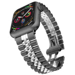 สายรัดนาฬิกาเหล็กสแตนเลสห้าลูกสำหรับ Apple Watch Series, 7 45mm / 6 & SE & 5 & 4 44mm / 3 & 2 & 1 42mm, 7 41mm / 6 & SE & 5 & 4 40mm / 3 & 2 & 1 38mm