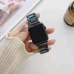 สายเปลี่ยนเซรามิกเหล็กห้าลูกปัดสำหรับ Apple Watch Series, 7 45mm / 6 & SE & 5 & 4 44mm / 3 & 2 & 1 42mm, 7 41mm / 6 & SE & 5 & 4 40mm / 3 & 2 & 1 38mm