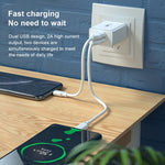 WK WP-U56 ที่ชาร์จเดินทางแบบชาร์จเร็ว USB คู่ 2A, อะแดปเตอร์ไฟ, ปลั๊ก EU
