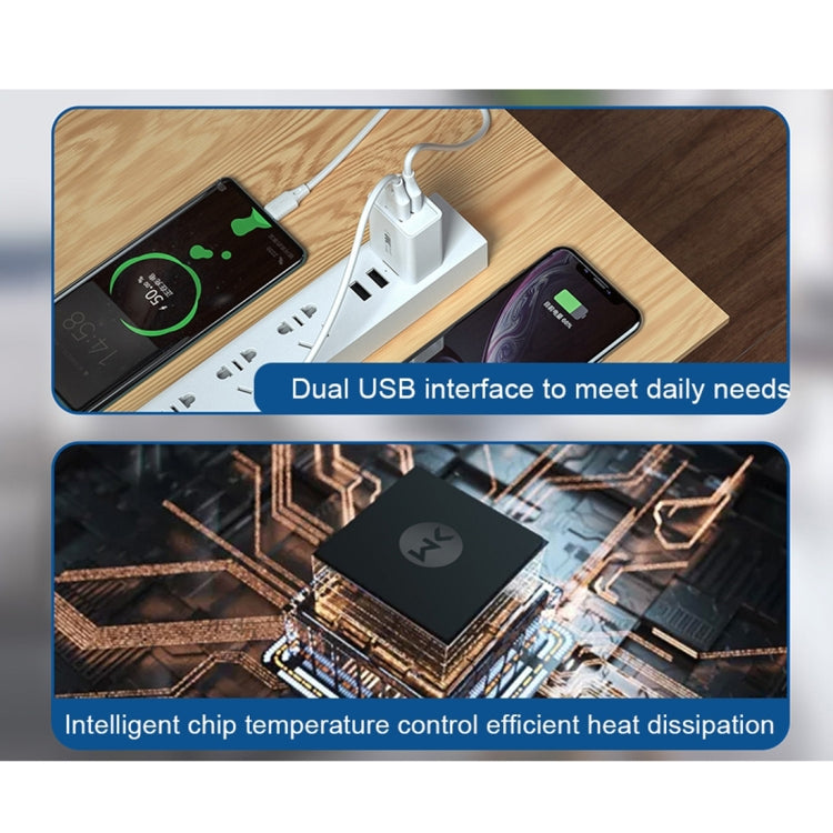 WK WP-U56 ที่ชาร์จเดินทางแบบชาร์จเร็ว USB คู่ 2A, อะแดปเตอร์ไฟ, ปลั๊ก EU