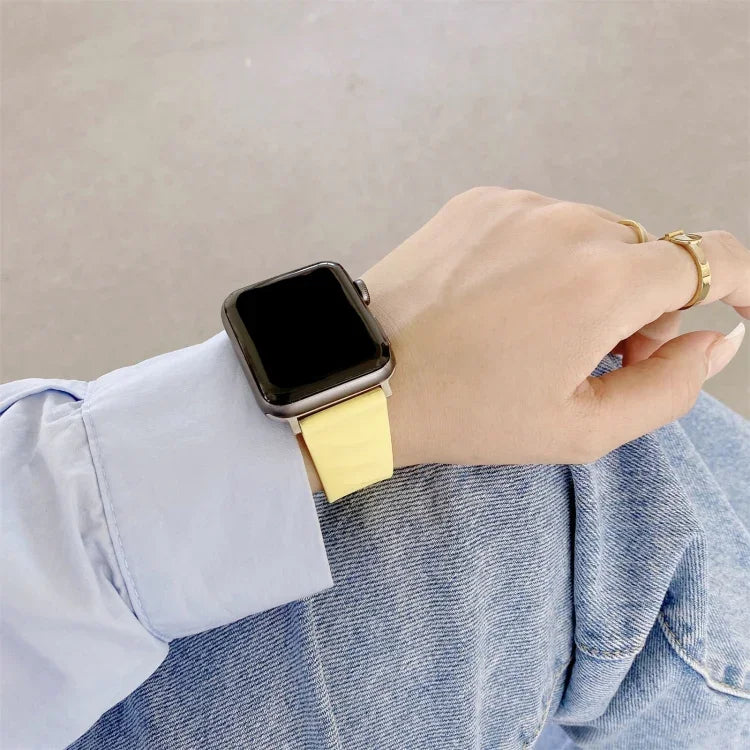 สายรัดนาฬิกาซิลิโคนสไตล์โมเดิร์นสำหรับเปลี่ยน สำหรับ Apple Watch Series 6 & SE & 5 & 4 44mm / 3 & 2 & 1 42mm, หัวเข็มขัดสีดำ, หัวเข็มขัดสีโรสโกลด์, หัวเข็มขัดสีเงิน
