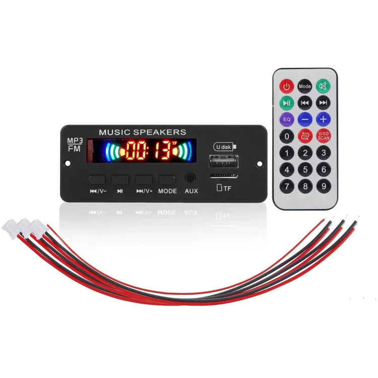JX-808BT บอร์ดถอดรหัสเครื่องเล่น MP3 เสียงรถยนต์ 12V วิทยุ FM USB พร้อมบลูทูธ / รีโมทคอนโทรล / บันทึกเสียง, JX-808BT