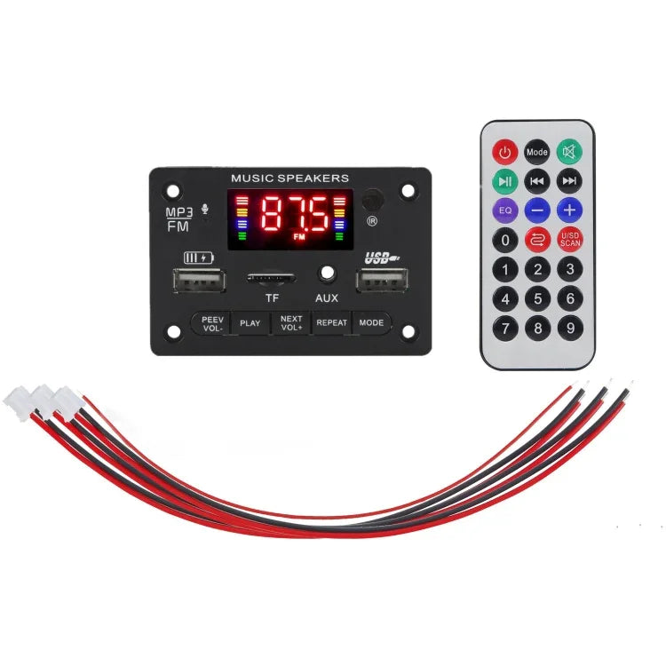 JX-809BT บอร์ดถอดรหัสเครื่องเล่น MP3 เสียงรถยนต์ 12V วิทยุ FM USB พร้อมบลูทูธ / รีโมทคอนโทรล / บันทึกเสียง, JX-809BT