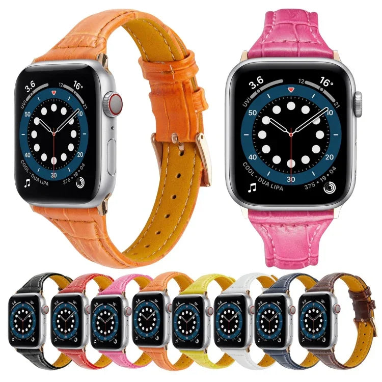 สายรัดนาฬิกาหนังลายจระเข้สำหรับเปลี่ยน สำหรับ Apple Watch Series 7 41mm / & 6 & SE & 5 & 4 40mm