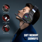 หูฟังเกมมิ่งสเตอริโอพร้อมไมโครโฟน HXSJ F16 3.5 มม. + พอร์ต USB พร้อมไฟ RGB