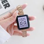 Steel replacement watchband for Apple Watch showcased on wrist with modern design, perfect for stylish accessories.