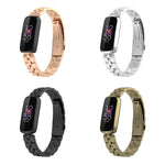 For Fitbit Luxe Special Edition Three-beads Stainless Steel Flat Buckle Replacement Strap Watchband