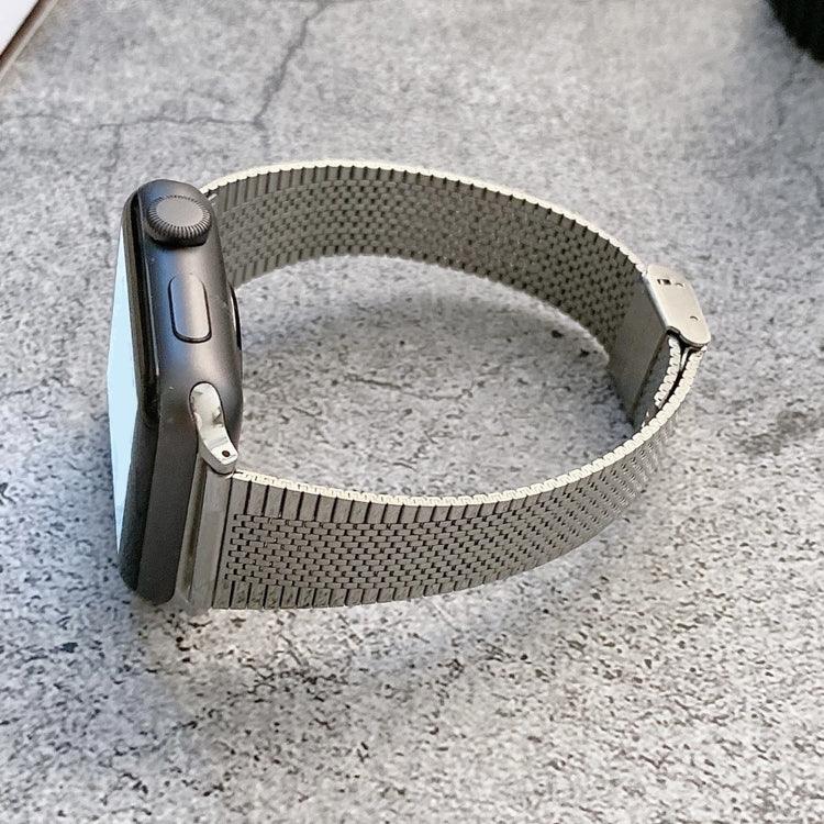 Small Waist Steel Replacement Strap Watchband for Apple Watch, steel replacement strap for Apple Watch shown on a watch.