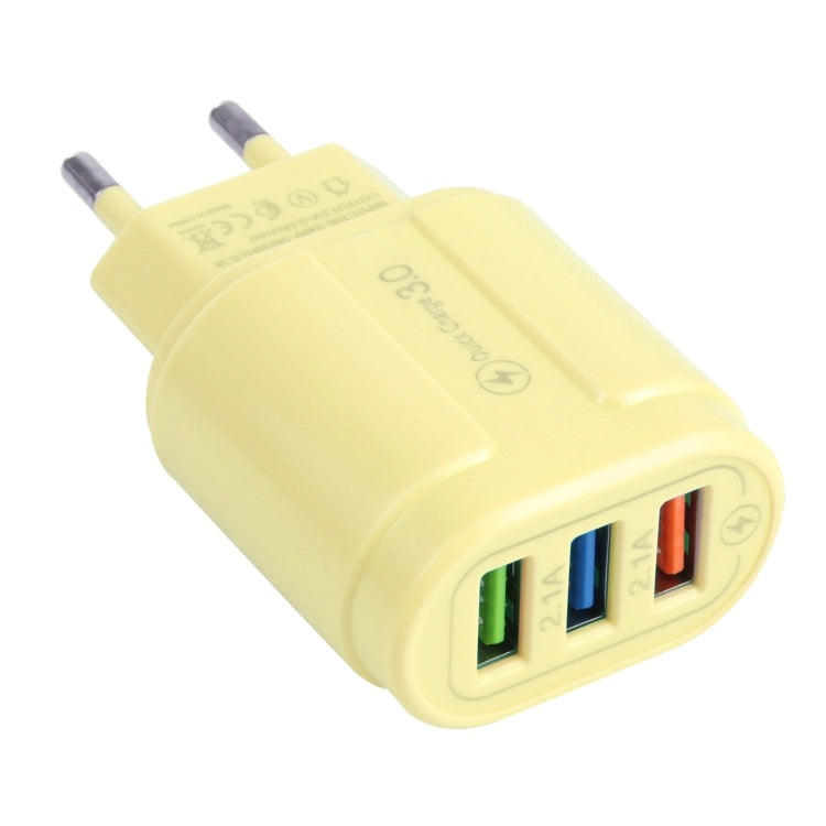 13-222 QC3.0 USB + 2.1A Dual USB Ports Macarons Travel Charger,, EU Plug, US Plug