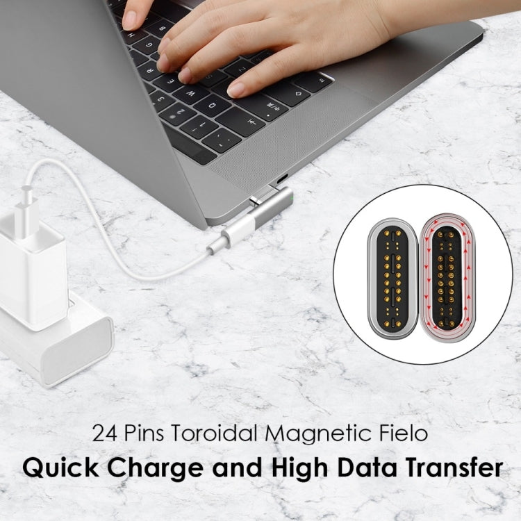 อะแดปเตอร์ USB-C / Type-C ตัวเมีย 100W เป็น USB-C / Type-C ตัวผู้ 20 พิน แบบข้อศอกแม่เหล็ก