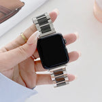 สายรัดนาฬิกาเซรามิกเหล็กสามเม็ดกว้าง 22mm สำหรับ Apple Watch Series, 7 41mm / 6 & SE & 5 & 4 40mm / 3 & 2 & 1 38mm, 7 45mm / 6 & SE & 5 & 4 44mm / 3 & 2 & 1 42mm