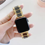 สายรัดนาฬิกาเซรามิกเหล็กสามเม็ดกว้าง 22mm สำหรับ Apple Watch Series, 7 41mm / 6 & SE & 5 & 4 40mm / 3 & 2 & 1 38mm, 7 45mm / 6 & SE & 5 & 4 44mm / 3 & 2 & 1 42mm